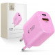 Rožinis 1xUSB-A + 1xUSB-C PD 20W / QC3.0 pakrovėjas "Tech-Protect NCA20 2-Port"