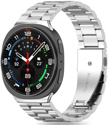Sidabrinės spalvos apyrankė Samsung Galaxy Watch 8 / 9 / Classic (40 / 44 / 46 mm) laikrodžiui "Tech-Protect Stainless"