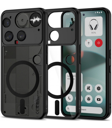 Juodas / skaidrus dėklas Nothing Phone 3 telefonui "Tech-Protect Magmat Magsafe"