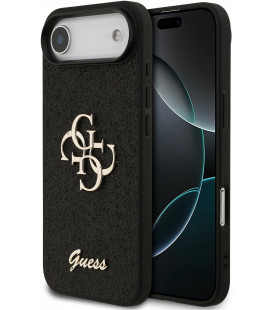 Juodas dėklas Apple iPhone 17 Air telefonui "Guess PU Fixed Glitter 4G Metal Logo Case"