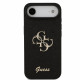 Juodas dėklas Apple iPhone 17 Air telefonui "Guess PU Fixed Glitter 4G Metal Logo Case"