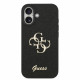 Juodas dėklas Apple iPhone 17 telefonui "Guess PU Fixed Glitter 4G Metal Logo Case"