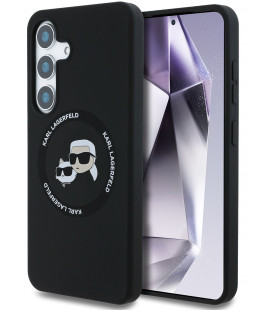 Juodas dėklas Samsung Galaxy S25 Plus telefonui "Karl Lagerfeld Liquid Silicone K&CH Heads MagSafe Case"