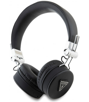 Juodos belaidės ausinės "Guess PU Grained Triangle Logo ENC Wireless Headphone"