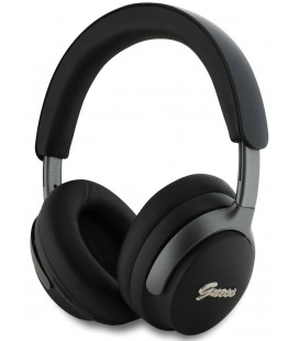 Juodos belaidės ausinės "Guess PU Leather Script Logo ANC/ENC Wireless Headphone"
