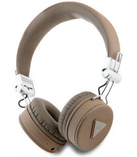 Rudos belaidės ausinės "Guess PU Grained Triangle Logo ENC Wireless Headphone"