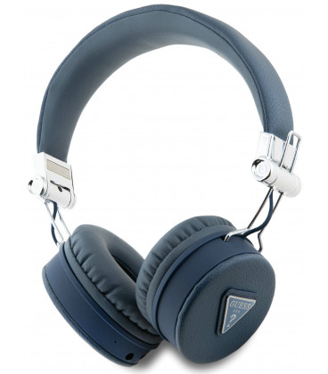 Mėlynos belaidės ausinės "Guess PU Grained Triangle Logo ENC Wireless Headphone"