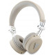 Smėlio spalvos belaidės ausinės "Guess PU Grained Triangle Logo ENC Wireless Headphone"