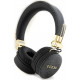 Juodos belaidės ausinės "Guess PU Leather 4G Metal Logo Wireless Headphone"