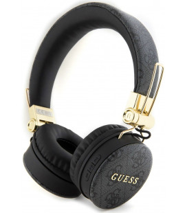 Juodos belaidės ausinės "Guess PU Leather 4G Metal Logo Wireless Headphone"