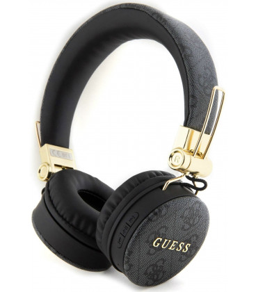 Juodos belaidės ausinės "Guess PU Leather 4G Metal Logo Wireless Headphone"