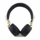 Juodos belaidės ausinės "Guess PU Leather 4G Metal Logo Wireless Headphone"