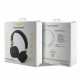Juodos belaidės ausinės "Guess PU Leather 4G Metal Logo Wireless Headphone"