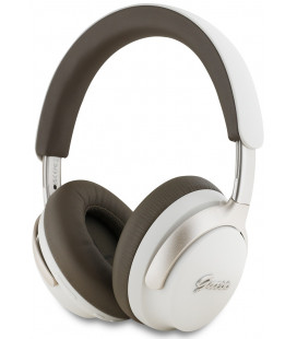 Smėlio spalvos belaidės ausinės "Guess PU Leather Script Logo ANC/ENC Wireless Headphone"