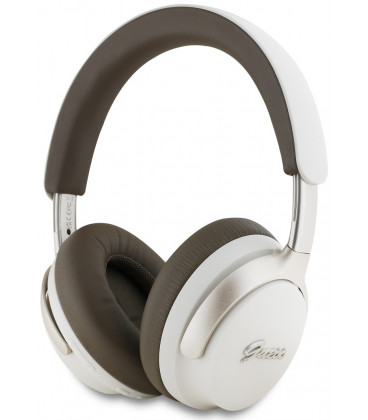 Smėlio spalvos belaidės ausinės "Guess PU Leather Script Logo ANC/ENC Wireless Headphone"