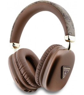 Rudos belaidės ausinės "Guess PU Leather 4G Triangle Logo Wireless Headphone"
