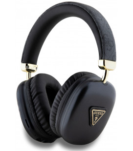 Juodos belaidės ausinės "Guess PU Leather 4G Triangle Logo Wireless Headphone"
