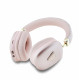 Rožinės belaidės ausinės "Guess PU Leather 4G Triangle Logo Wireless Headphone"