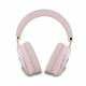 Rožinės belaidės ausinės "Guess PU Leather 4G Triangle Logo Wireless Headphone"