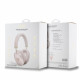 Rožinės belaidės ausinės "Guess PU Leather 4G Triangle Logo Wireless Headphone"
