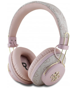 Rožinės belaidės ausinės "Guess PU 4G Metal Logo ENC Wireless Headphone"