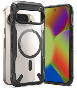 Juodas / skaidrus dėklas Google Pixel 10 / 10 Pro telefonui "Ringke Fusion X Magnetic Magsafe"