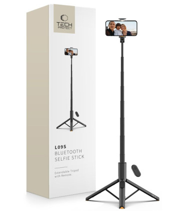 Juoda selfie - asmenukių lazka - trikojis "Tech-Protect L09S Bluetooth Selfie Stick Tripod"