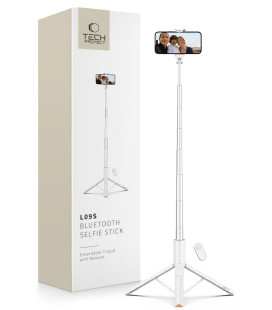 Balta selfie - asmenukių lazka - trikojis "Tech-Protect L09S Bluetooth Selfie Stick Tripod"