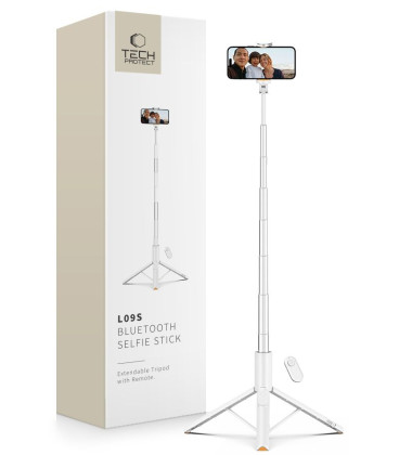 Balta selfie - asmenukių lazka - trikojis "Tech-Protect L09S Bluetooth Selfie Stick Tripod"