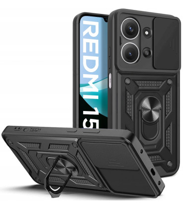 Juodas dėklas Xiaomi Redmi 15C telefonui "Tech-Protect Camshield Pro"