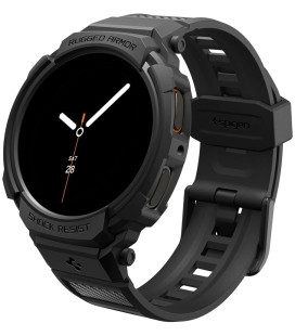 Matinis juodas dėklas - apyrankė Samsung Galaxy Watch 8 (40mm) laikrodžiui "Spigen Rugged Armor PRO"