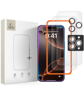Apsauginis grūdintas stiklas + kameros apsauga Apple iPhone 16 Pro / 17 Pro telefonui "Tech-Protect Easy Set+ 3-Pack"