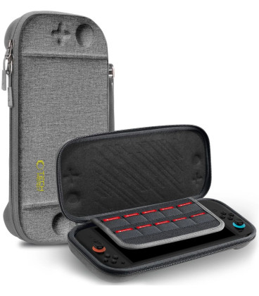 Pilkas dėklas Nintendo Switch 2 žaidimų kompiuteriui "Tech-Protect Slim Pouch"