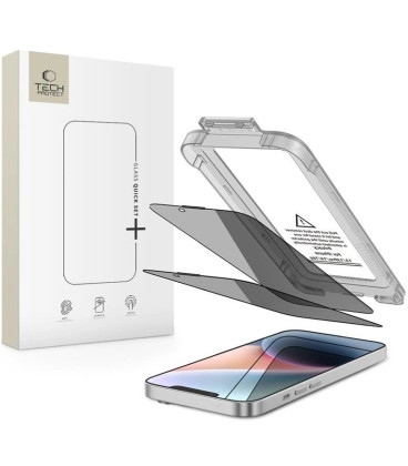 (Privacy) Apsauginis grūdintas stiklas Apple iPhone 13 / 13 Pro / 14 / 16E telefonui "Tech-Protect Quick Set Spy+ 2-Pack"