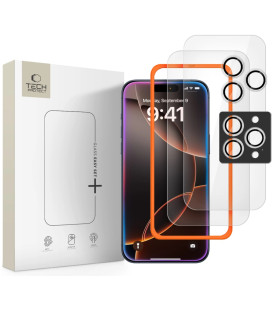 Apsauginis grūdintas stiklas + kameros apsauga Apple iPhone 16 Pro Max / 17 Pro Max telefonui "Tech-Protect Easy Set+ 3-Pack"