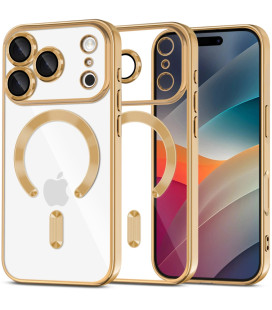 Auksinės spalvos (Shiny) / skaidrus dėklas Apple iPhone 17 Pro telefonui "Tech-Protect MagFlex Magsafe"