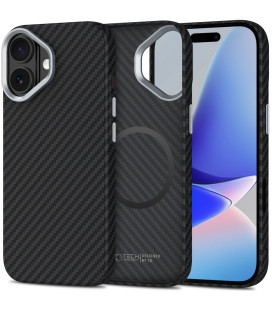 Juodas / sidabrinės spalvos dėklas Apple iPhone 17 telefonui "Tech-Protect ION Carbon Magsafe"
