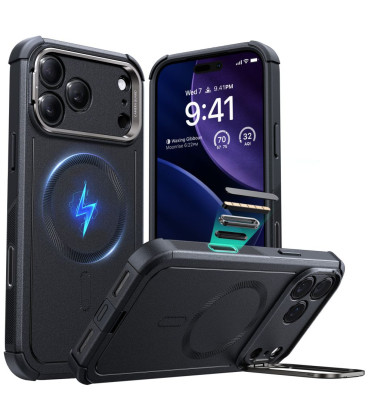 Juodas dėklas Apple iPhone 17 Pro Max telefonui "ESR Cyber Kickstand Magsafe"