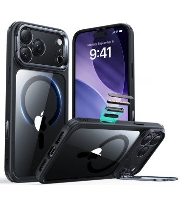 Juodas / skaidrus dėklas Apple iPhone 17 Pro Max telefonui "ESR Classic Hybrid Kickstand Magsafe"