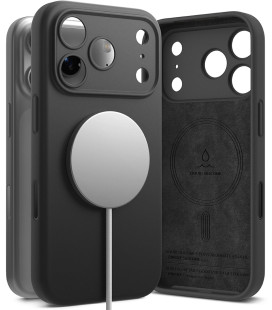 Juodas dėklas Apple iPhone 17 Pro Max telefonui "Ringke Silicone Magnetic Magsafe"