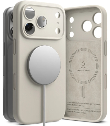 Pilkas dėklas Apple iPhone 17 Pro Max telefonui "Ringke Silicone Magnetic Magsafe"