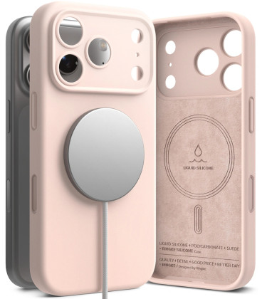 Rožinis / smėlio spalvos dėklas Apple iPhone 17 Pro Max telefonui "Ringke Silicone Magnetic Magsafe"