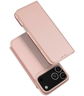 Rausvai auksinės spalvos atverčiamas dėklas Apple iPhone 17 Pro / 18 Pro telefonui "Dux Ducis Skin Pro"