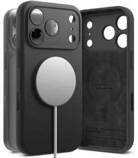 Juodas dėklas Apple iPhone 17 Pro telefonui "Ringke Silicone Magnetic Magsafe"