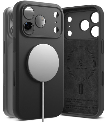 Juodas dėklas Apple iPhone 17 Pro telefonui "Ringke Silicone Magnetic Magsafe"