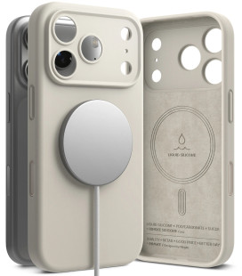 Pilkas dėklas Apple iPhone 17 Pro telefonui "Ringke Silicone Magnetic Magsafe"