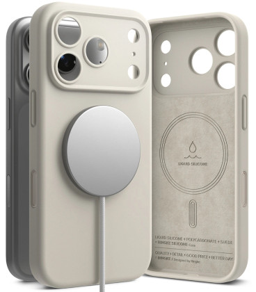 Pilkas dėklas Apple iPhone 17 Pro telefonui "Ringke Silicone Magnetic Magsafe"