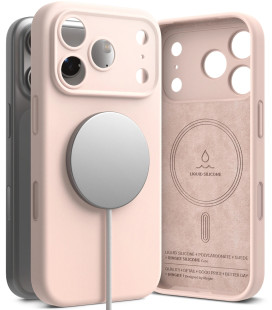 Rožinis / smėlio spalvos dėklas Apple iPhone 17 Pro telefonui "Ringke Silicone Magnetic Magsafe"