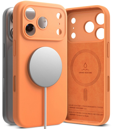 Oranžinis dėklas Apple iPhone 17 Pro telefonui "Ringke Silicone Magnetic Magsafe"