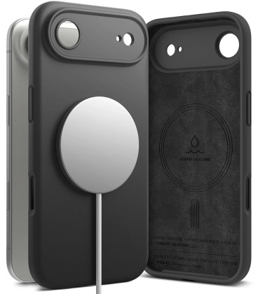 Juodas dėklas Apple iPhone 17 Air telefonui "Ringke Silicone Magnetic Magsafe"